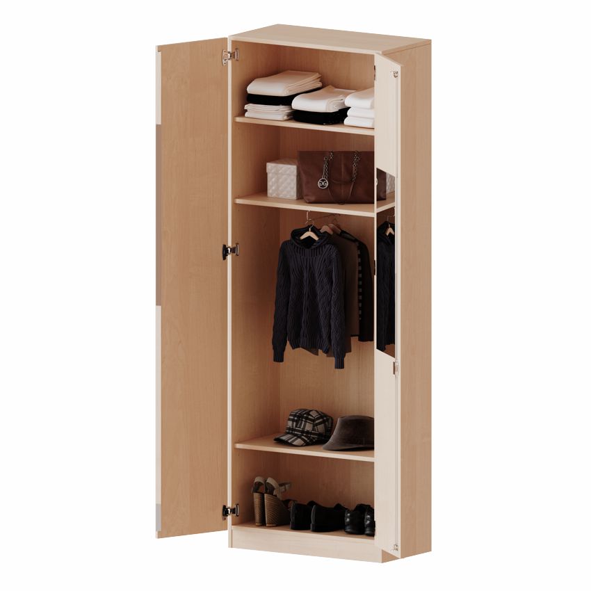 Garderobenschrank zweitürig, 6 OH, ohne MW, 4 Dekore